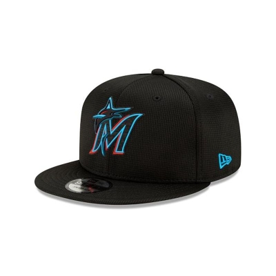 Black Miami Marlins Hat - New Era MLB Clubhouse Collection 9FIFTY Snapback Caps USA5183279